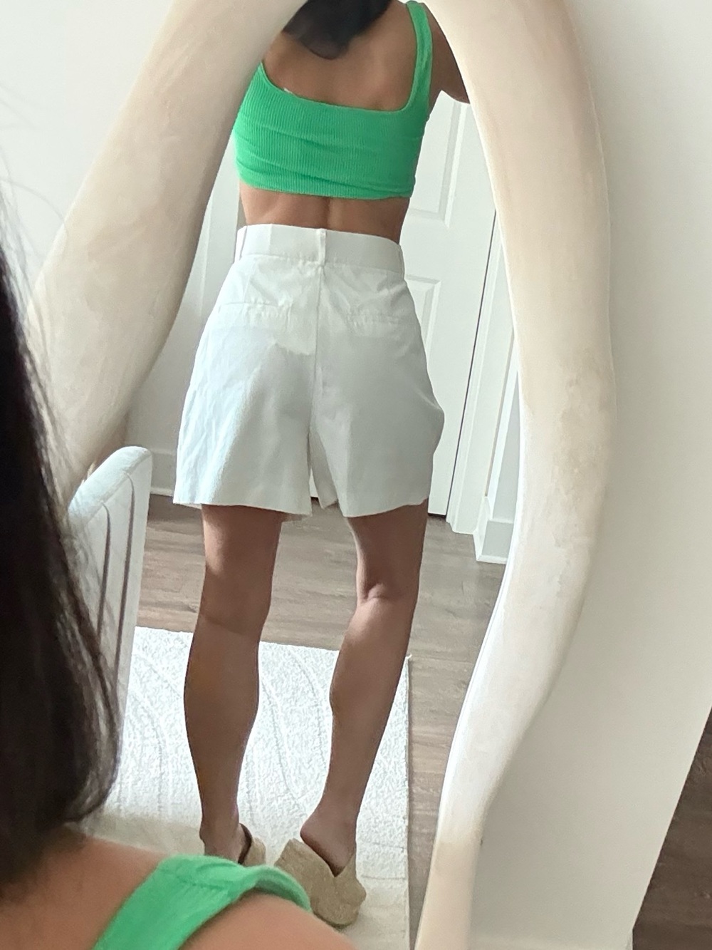 Zara White High-Waist Tailored Bermuda Shorts - Picture 8 of 10